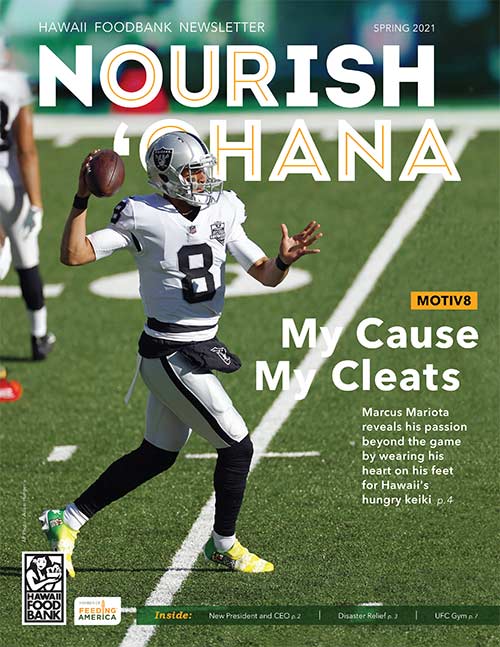 Hawai‘i Foodbank Nourish ‘Ohana Spring 2025 newsletter cover highlighting community partnerships